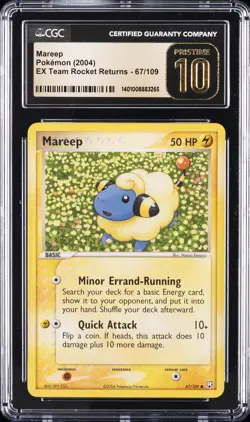 2004 POKEMON EX TEAM ROCKET RETURNS #67 MAREEP CGC 10 PRISTINE - Image 1