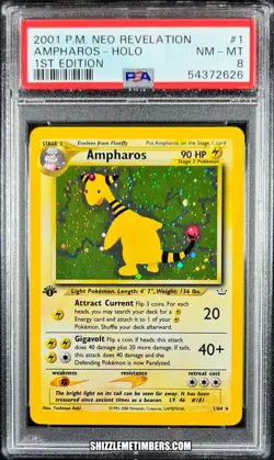 Ampharos 1/64 Holo Pokemon 1st Edition Neo Revelation - PSA 8 - Image 1