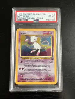 PSA 8 2000 POKEMON BLACK STAR MEW HOLO #9 PROMO POKEMON LEAGUE - Image 1