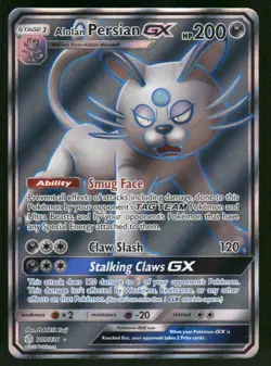 Alolan Persian GX (Full Art) 219/236 Ultra Rare Holo NM Pokemon SM - Cosmic Ecli - Image 1