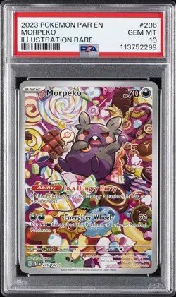 2023 POKEMON PAR EN-PARADOX RIFT ILLUSTRATION RARE #206 MORPEKO PSA 10 - Image 1