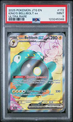 2025 POKEMON JTG EN-JOURNEY TOGETHER ULTRA RARE #172 IONO'S BELLIBOLT EX PSA 9 - Image 1