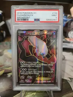2016 POKEMON XY BREAKPOINT #118 FULL ART/DARKRAI EX PSA 9 - Image 1