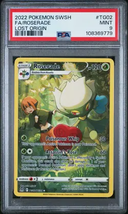 2022 POKEMON SWORD & SHIELD LOST ORIGIN #TG02 FULL ART/ROSERADE PSA 9 - Image 1
