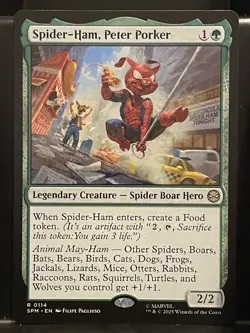 Spider-Ham, Peter Porker #114 NM/M MTG Spiderman Magic Card Green Rare - Image 1