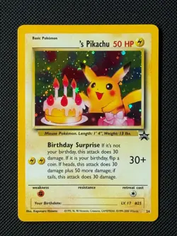 Birthday Pikachu 24 Black Star Promo Pokemon Card WOTC Holo 2000 NM - Image 1
