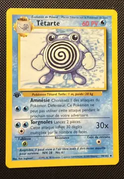 Pokemon Card - Poliwhirl Tetarte FRENCH 1st Edition Base Set 38/102 Uncommon - Image 1