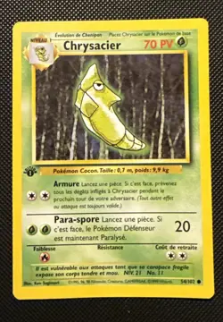 Pokemon Card - Metapod Chrysacier 1st Edition French Base Set 54/102 Common - Image 1