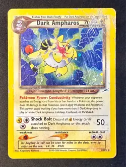 Dark Ampharos 1/105 2002 Neo Destiny Pokemon Card Vintage WOTC Holo Rare - Hp - Image 1