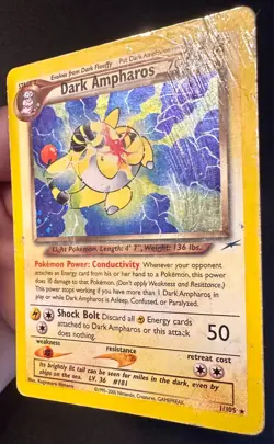 Dark Ampharos 1/105 2002 Neo Destiny Pokemon Card Vintage WOTC Holo Rare - Hp - Image 2