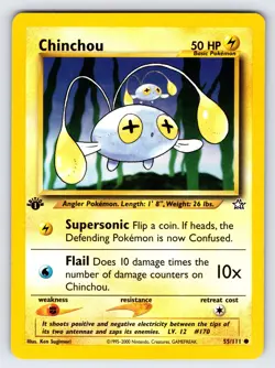 Chinchou 55/111 1st Edition Neo Genesis Pokemon Card TCG Vintage Common - VLP - Image 1