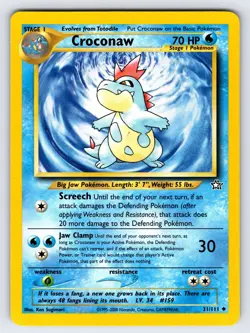 Croconaw 31/111 2000 Neo Genesis Pokemon Card TCG Vintage WOTC Uncommon - Nm - Image 1