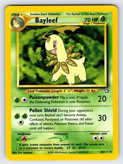 Bayleef 28/111 2000 Neo Genesis Pokemon Card TCG Vintage WOTC Uncommon - Nm - Image 1