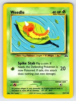 Weedle 70/75 2001 Neo Discovery Pokemon Card Nintendo Vintage WOTC Common Lp - Image 1