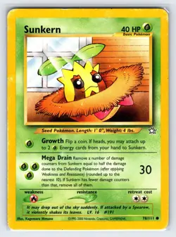 Sunkern 78/111 2000 Neo Genesis Pokemon Card Nintendo Vintage WOTC Common - Mp - Image 1