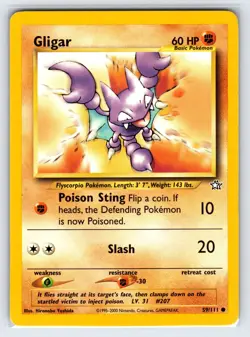 Gligar 59/111 2000 Neo Genesis Pokemon Card Nintendo Vintage WOTC Common - Vlp - Image 1