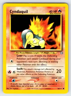 Cyndaquil 56/111 2000 Neo Genesis Pokemon Card TCG Vintage WOTC Nintendo - Lp - Image 1