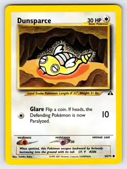 Dunsparce 54/75 2001 Neo Discovery Pokemon Card Nintendo Vintage WOTC Common VLP - Image 1