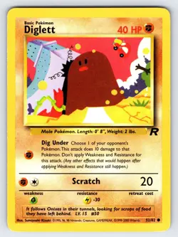 Diglett 52/82 2000 Team Rocket Set Pokemon Card TCG Vintage WOTC Common - Lp - Image 1