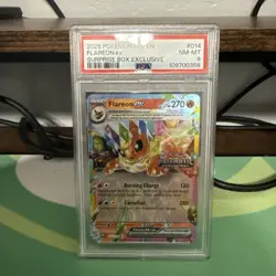 2025 Pokemon PRE EN Flareon EX Surprise Box Exclusive PRE Stamped PSA 8 - Image 1