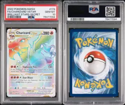 2022 POKEMON SWORD & SHIELD BRILLIANT STARS #174 CHARIZARD VSTAR SECRET PSA 10 - Image 3