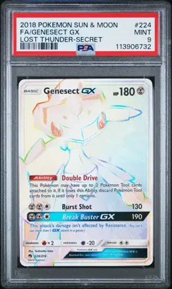 Genesect GX PSA 9 Secret Lost Thunder Holo #224/214 Pokemon 2018 - Image 1