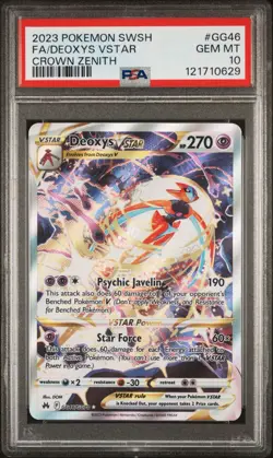 2023 POKEMON SWORD & SHIELD CROWN ZENITH #GG46 FULL ART/DEOXYS VSTAR PSA 10 PSA - Image 1
