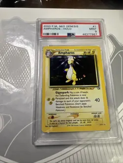 PSA 9 Ampharos #1 Neo Genesis Holo Rare Pokemon 2000 Mint - Image 1