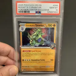 2025 POKEMON DESTINED RIVALS POKEMON CENTER #096 TEAM ROCKET'S TYRANITAR PSA 10 - Image 1