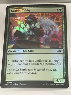 MTG Magic the Gathering Grabby Tabby (140/689) Unfinity LP FOIL - Image 1