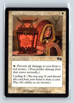 RUNE OF PROTECTION: RED - MTG Magic the Gathering Card - Urza's Saga - Common - Image 1