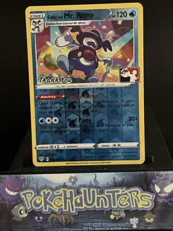 Pokemon Card Galarian Mr Rime 36/189 Prize Pack Series Thank You Reverse Holo NM - Image 1