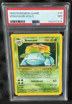 1999 Venusaur Holo RARE Base Set Unlimited Pokemon TCG Card PSA 7 - Image 1