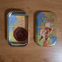 2x Pokemon TCG 151 Arcanine Mini Tin + Scyther Tin. Empty - Image 1