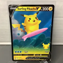 2021 Pokemon Sword & Shield - Celebrations Surfing Pikachu V #8 Light Play Holo - Image 1