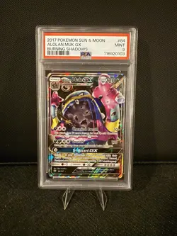 2017 Pokemon Mint PSA 9 Alolan Muk GX #84/147 Sun & Moon Burning Shadows - Image 1