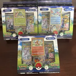 Pokemon GO Pin Collection Set of 3 Charmander Squirtle Bulbasaur Promo SEALED - Image 1