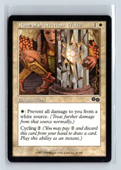 RUNE OF PROTECTION: WHITE - MTG Magic the Gathering Card - Urza's Saga - Common - Image 1