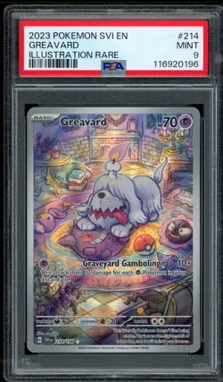 2023 PSA 9 Pokemon SV1 EN S&V Base Greavard Illustration Rare 214/198 card Mint - Image 1