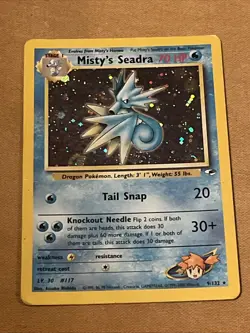 Holo Misty's Seadra 009/132 Gym Heroes Beautfiul Pokemon Card TCG WOTC MP - Image 1