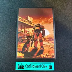 x1 Fallout Power Armor & Dogmeat Sleeve Sunset Standard Size Pokemon MTG Digimon - Image 1