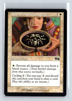 RUNE OF PROTECTION: BLACK - MTG Magic the Gathering Card - Urza's Saga - Common - Image 1