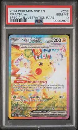 2024 POKEMON SSP EN-SURGING SPARKS SPECIAL ILLUSTRATION RARE PIKACHU EX PSA 10 - Image 1