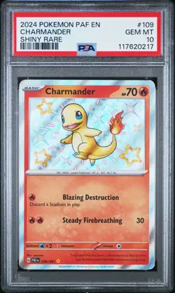 2024 Pokemon Paldean Fates Charmander Shiny Rare Holo #109 PSA 10 GEM MINT - Image 1