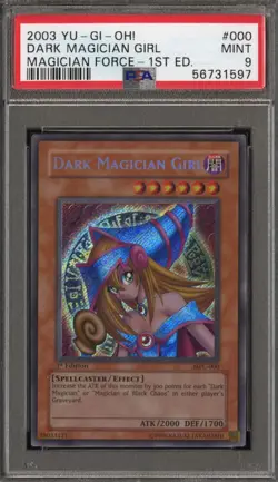 YuGiOh! Dark Magician Girl MFC-000 1st Edition Magician's Force PSA 9 Mint - Image 1