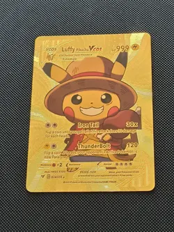 PIKACHU POKEMON LUFFY ONE PIECE OP PIKA CARTE CARD HOLO PRISM MANGA ANIME KAWAII - Image 1