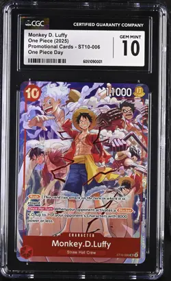 Monkey D. Luffy ST10-006 One Piece Day Dallas Card English 2025 CGC 10 PSA #2 - Image 1