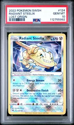 2022 Pokemon SWSH Lost Origin Radiant Steelix #124/196 PSA 10 Gem Mint - Image 1