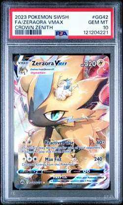 Zeraora VMAX PSA 10 Pokemon TCG Galarian Gallery Crown Zenith GG42/GG70 - Image 1