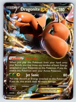 Dragonite EX 74/111 Furious Fists Ultra Rare Holo Pokemon Card DMG - Image 1
